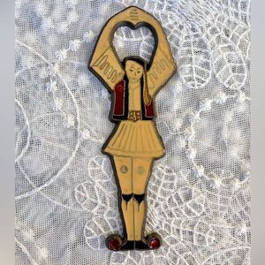 Vintage 70's Greek Soldier Novelty Brass/Bronze & Enamel Beer Bottle Opener